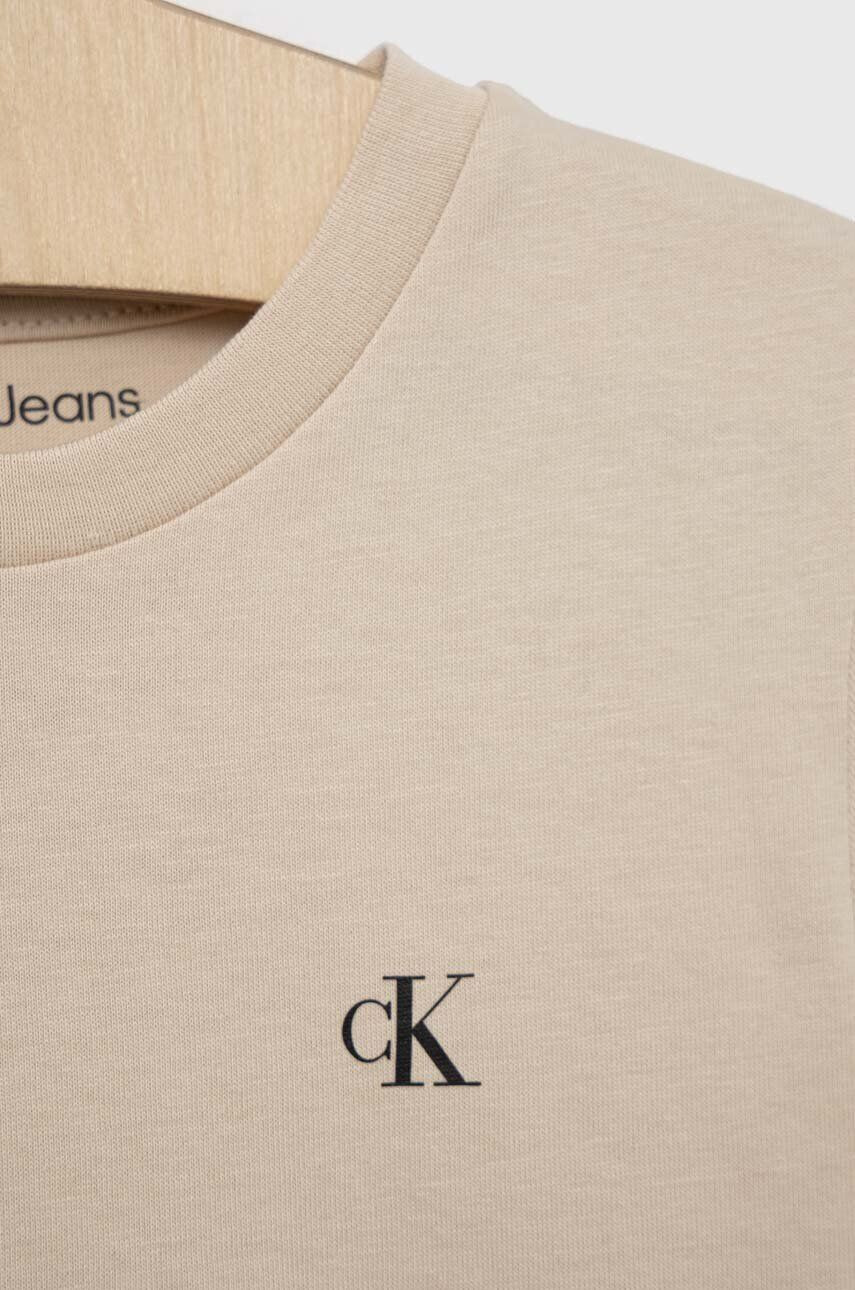 Calvin Klein Jeans Dětské bavlněné tričko 2-pack béžová barva - Pepit.cz