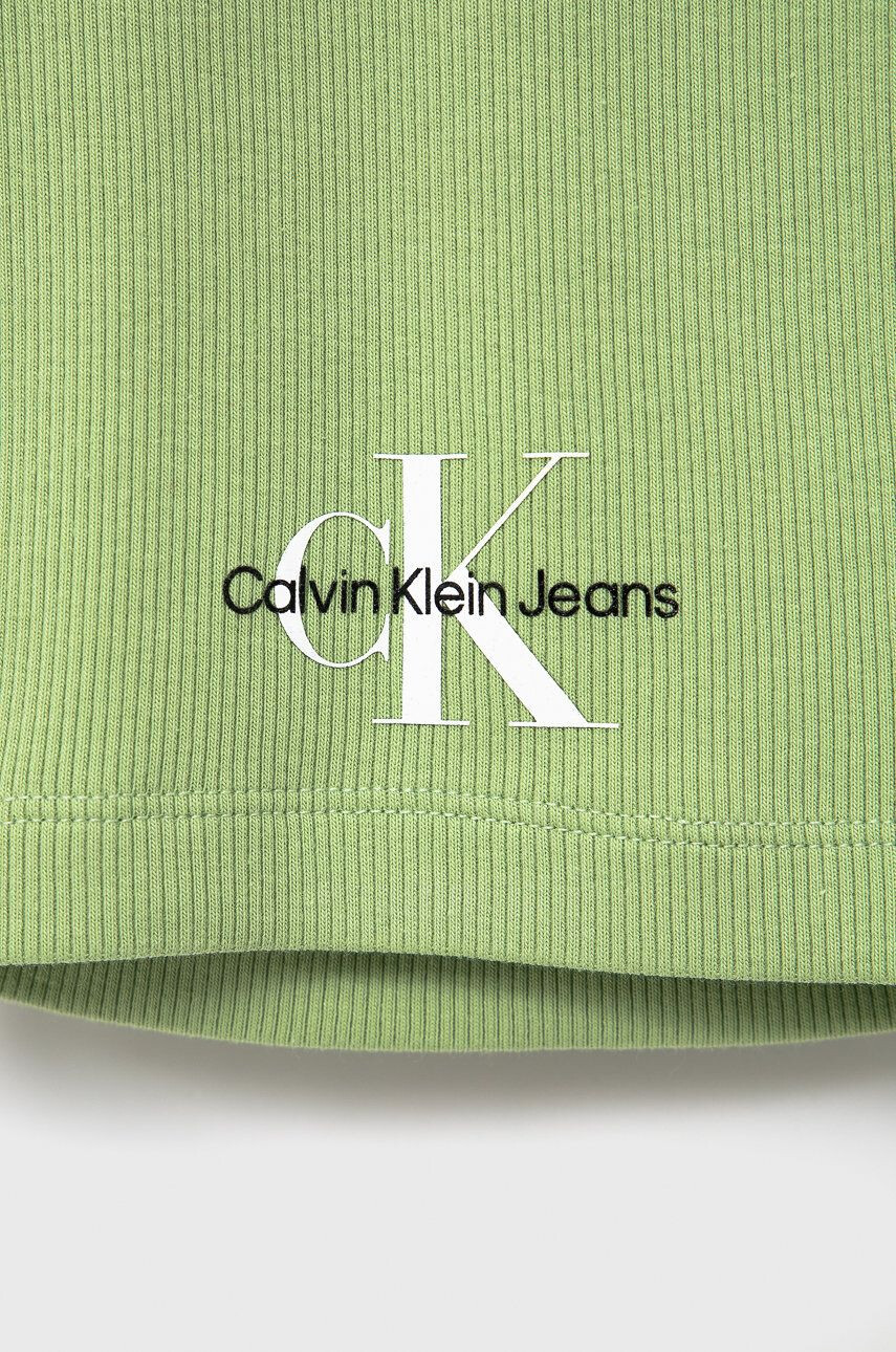 Calvin Klein Jeans Dětské kraťasy zelená barva s potiskem - Pepit.cz