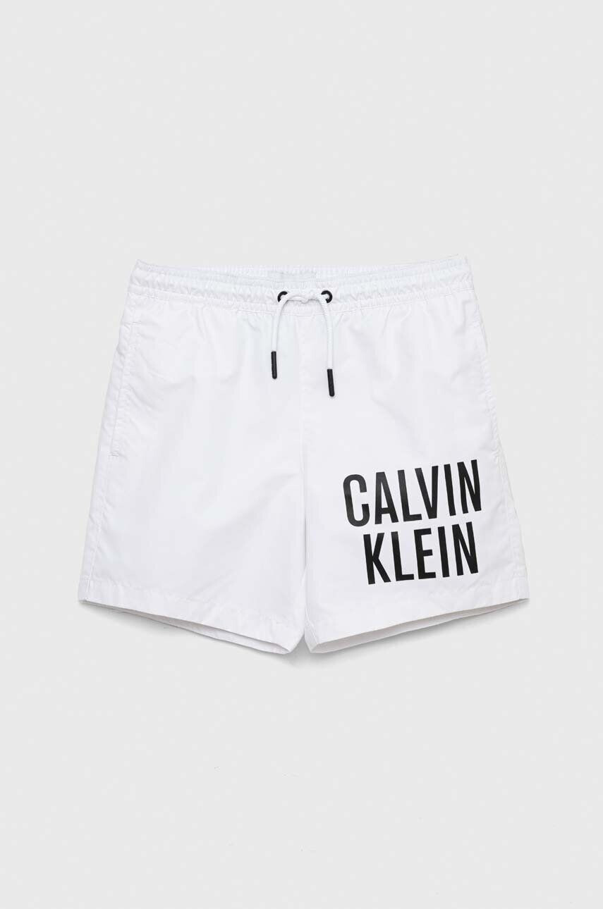 Calvin Klein Jeans Dětské plavkové šortky bílá barva - Pepit.cz