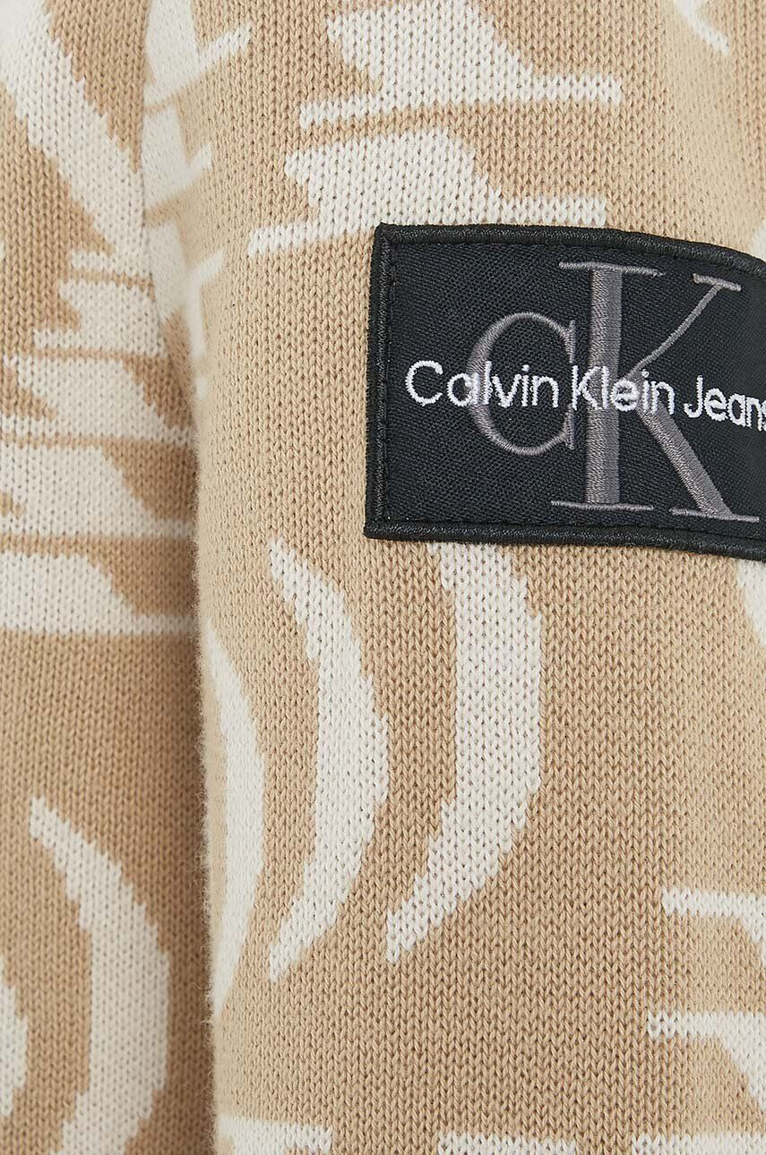 Calvin Klein Jeans Dětský svetr béžová barva lehký - Pepit.cz