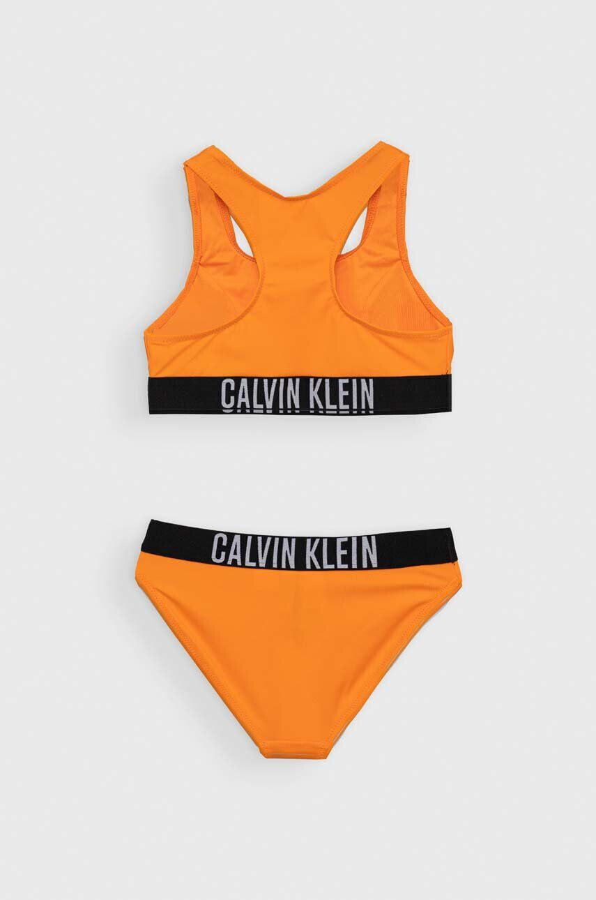 Calvin Klein Jeans Dvoudílné dětské plavky oranžová barva - Pepit.cz