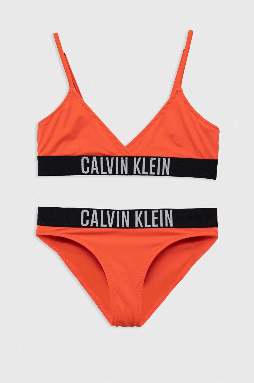 Calvin Klein Jeans Dvoudílné plavky oranžová barva - Pepit.cz