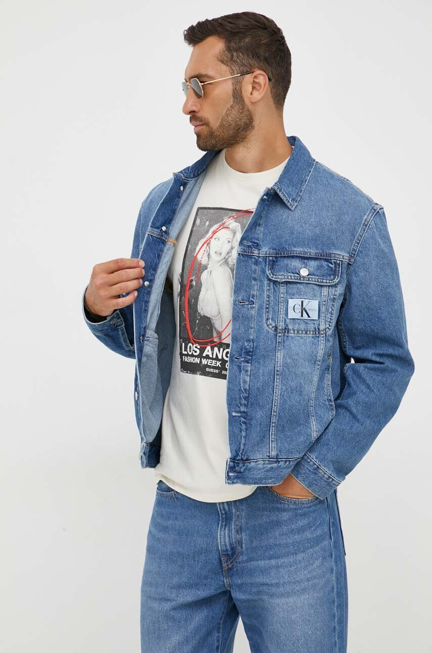 Calvin Klein Jeans Džínová bunda pánská přechodná oversize - Pepit.cz