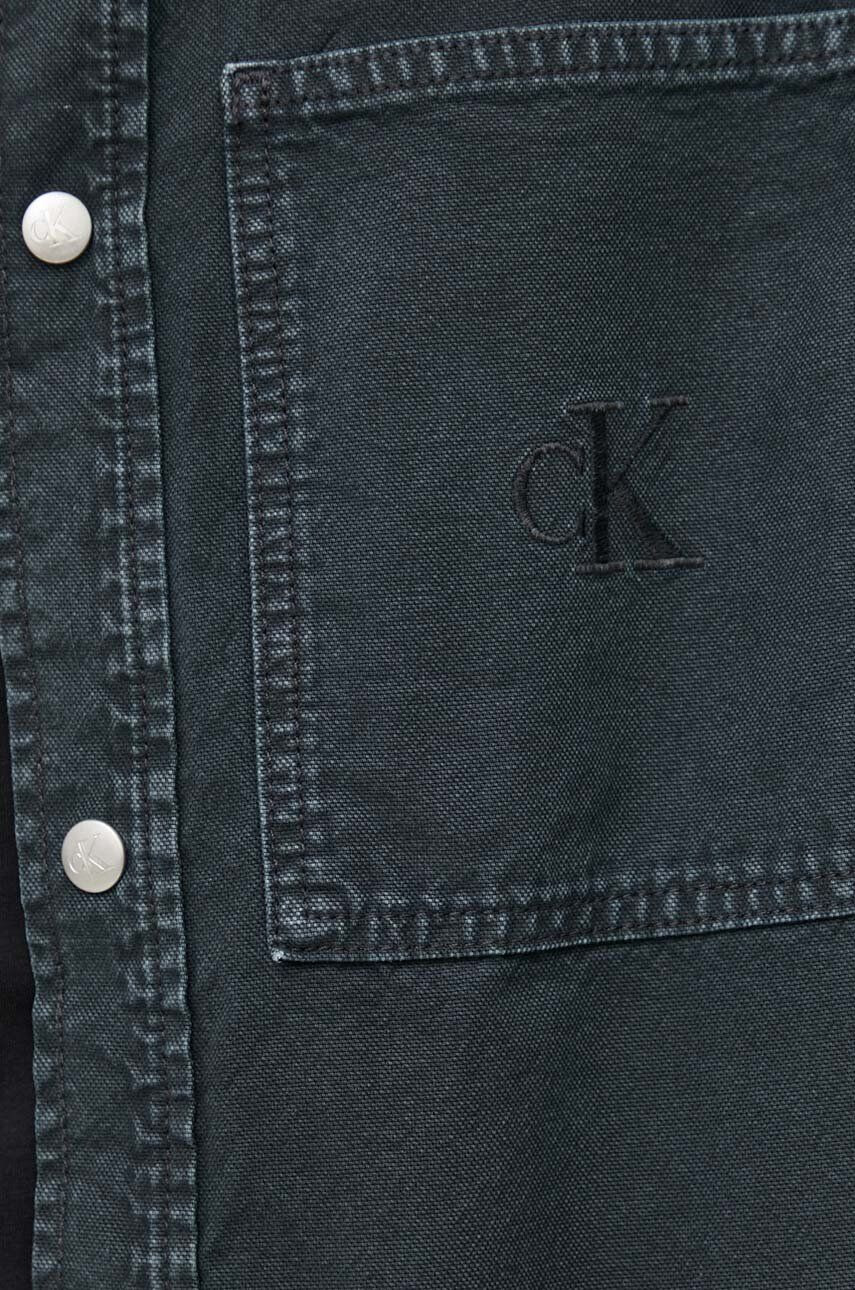 Calvin Klein Jeans Džínová košile pánská černá barva regular s klasickým límcem - Pepit.cz