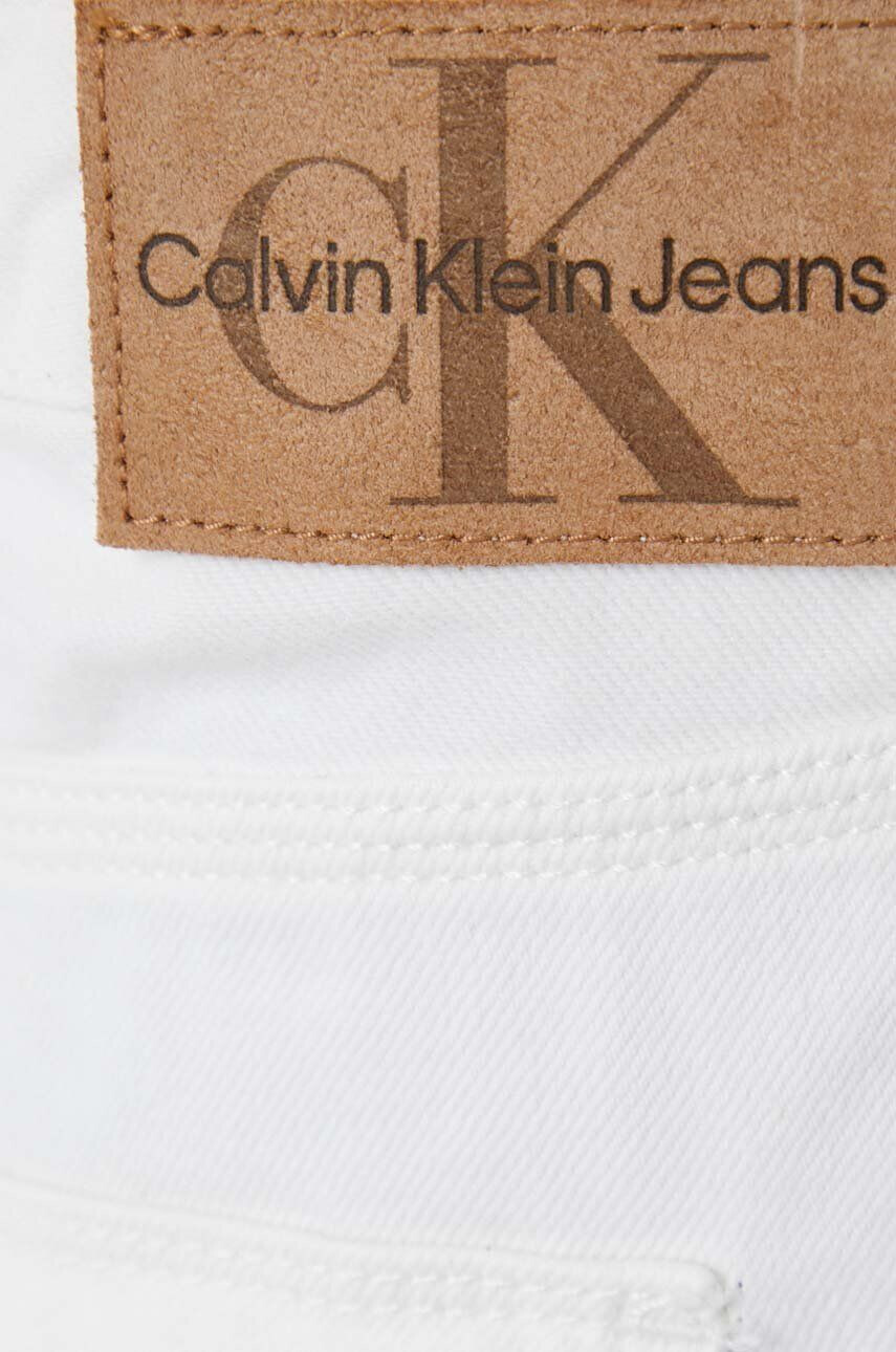 Calvin Klein Jeans Džínové šortky dámské bílá barva hladké high waist - Pepit.cz