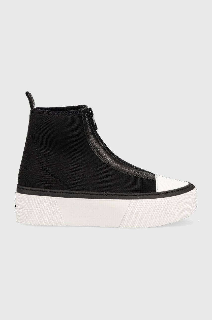 Calvin Klein Jeans Kecky Cupsole Flatform Mid Zip dámské černá barva - Pepit.cz