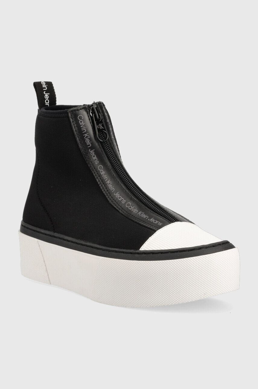 Calvin Klein Jeans Kecky Cupsole Flatform Mid Zip dámské černá barva - Pepit.cz