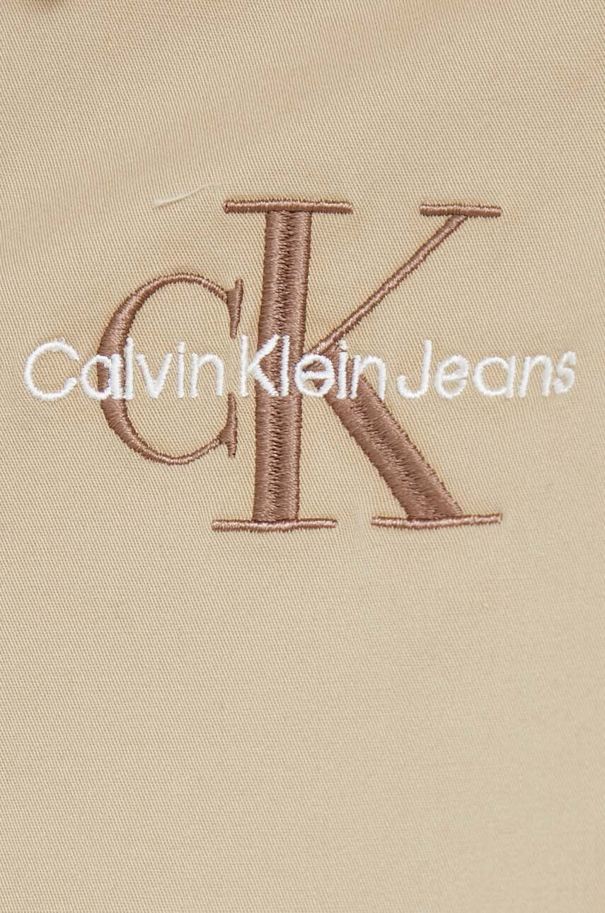 Calvin Klein Jeans Košile dámská béžová barva regular s klasickým límcem - Pepit.cz