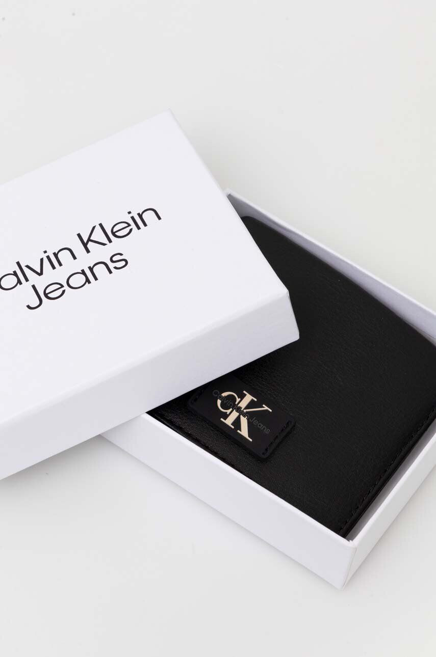 Calvin Klein Jeans Kožená peněženka černá barva - Pepit.cz