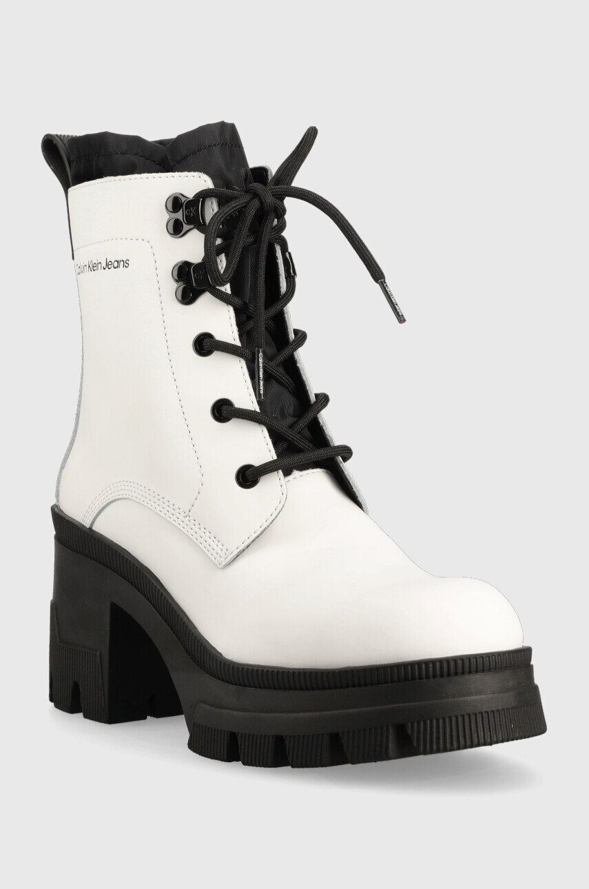 Calvin Klein Jeans Kožené kotníkové boty Chunky Heeled Boot Laceup - Pepit.cz