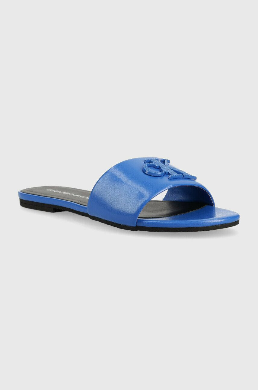 Calvin Klein Jeans Kožené pantofle FLAT SANDAL STRAP HW dámské YW0YW00952 - Pepit.cz