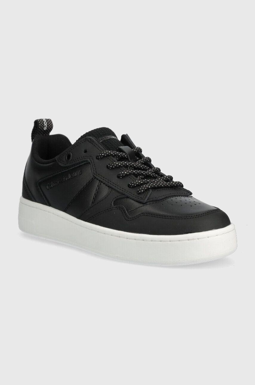 Calvin Klein Jeans Kožené sneakers boty BASKET CUPSOLE LACEU černá barva YW0YW01050 - Pepit.cz