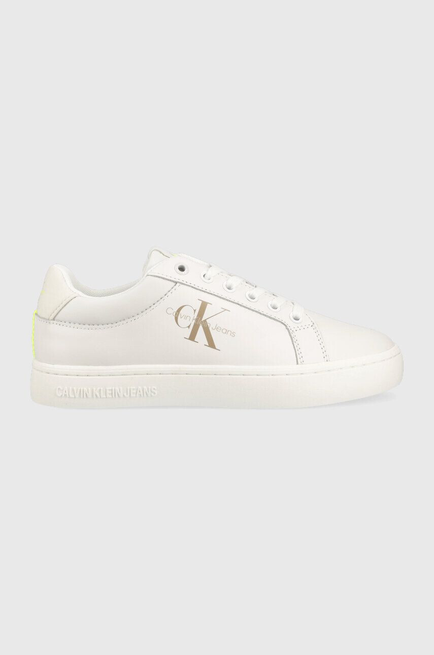 Calvin Klein Jeans Kožené sneakers boty CLASSIC CUPSOLE FLUO CONTRAST WN bílá barva YW0YW00912 - Pepit.cz