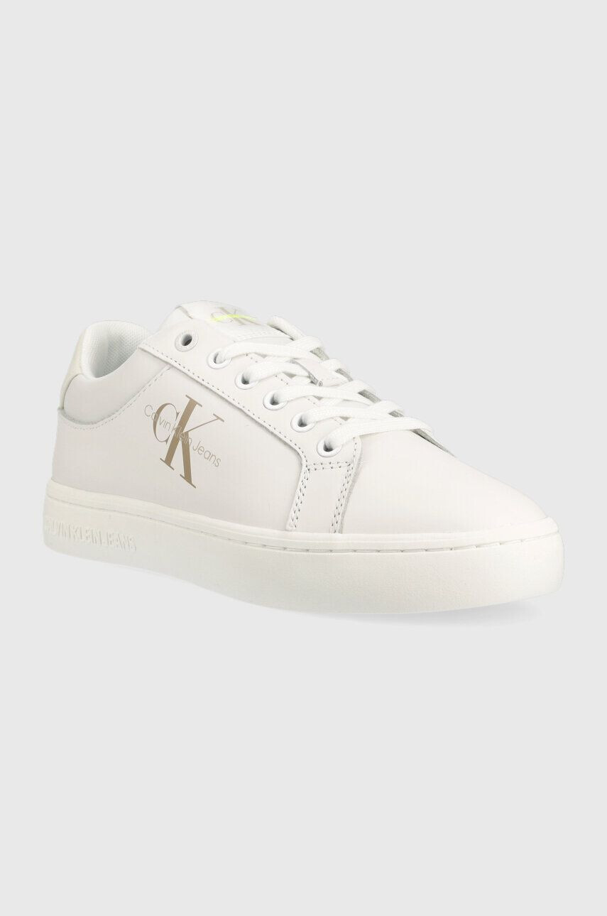 Calvin Klein Jeans Kožené sneakers boty CLASSIC CUPSOLE FLUO CONTRAST WN bílá barva YW0YW00912 - Pepit.cz