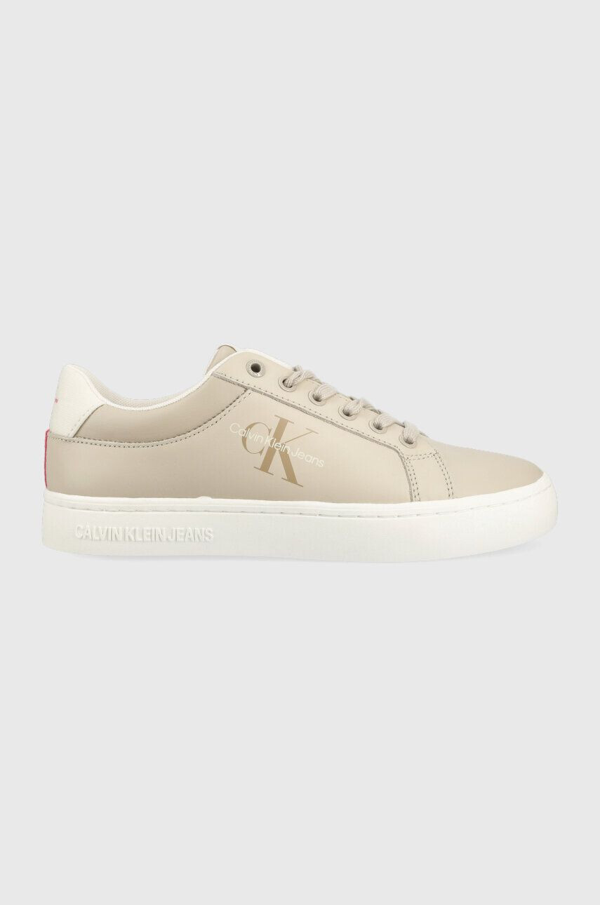 Calvin Klein Jeans Kožené sneakers boty CLASSIC CUPSOLE FLUO CONTRAST WN béžová barva YW0YW00912 - Pepit.cz