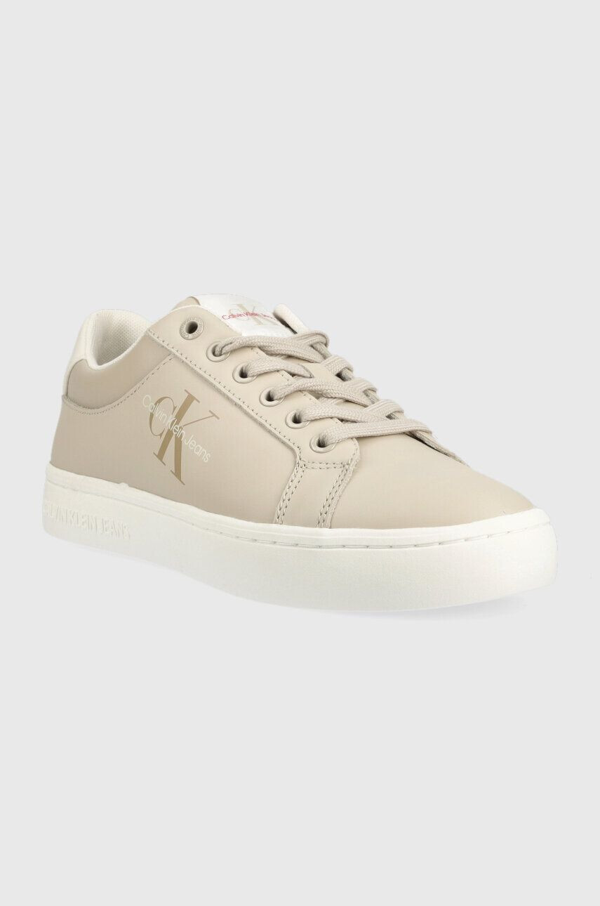 Calvin Klein Jeans Kožené sneakers boty CLASSIC CUPSOLE FLUO CONTRAST WN béžová barva YW0YW00912 - Pepit.cz