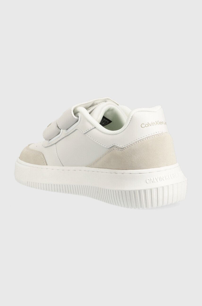 Calvin Klein Jeans Kožené sneakers boty YW0YW00879 CHUNKY CUPSOLE LTH VELCRO béžová barva - Pepit.cz