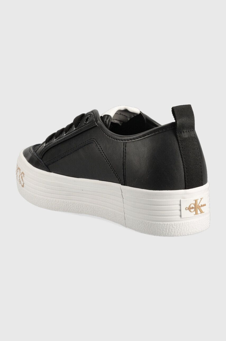 Calvin Klein Jeans Kožené sneakers boty Yw0yw01025 Vulc Flatf Low Wrap Around Logo černá barva - Pepit.cz