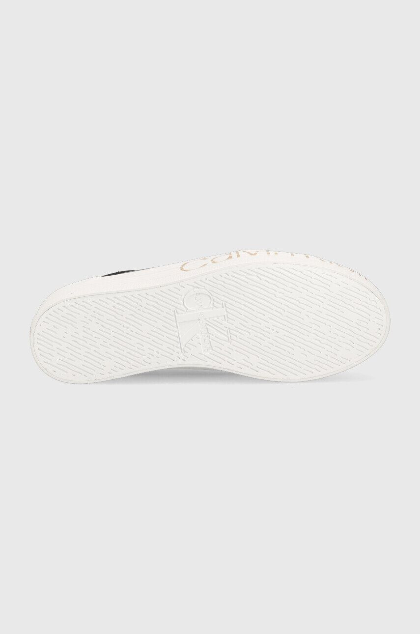 Calvin Klein Jeans Kožené sneakers boty Yw0yw01025 Vulc Flatf Low Wrap Around Logo černá barva - Pepit.cz