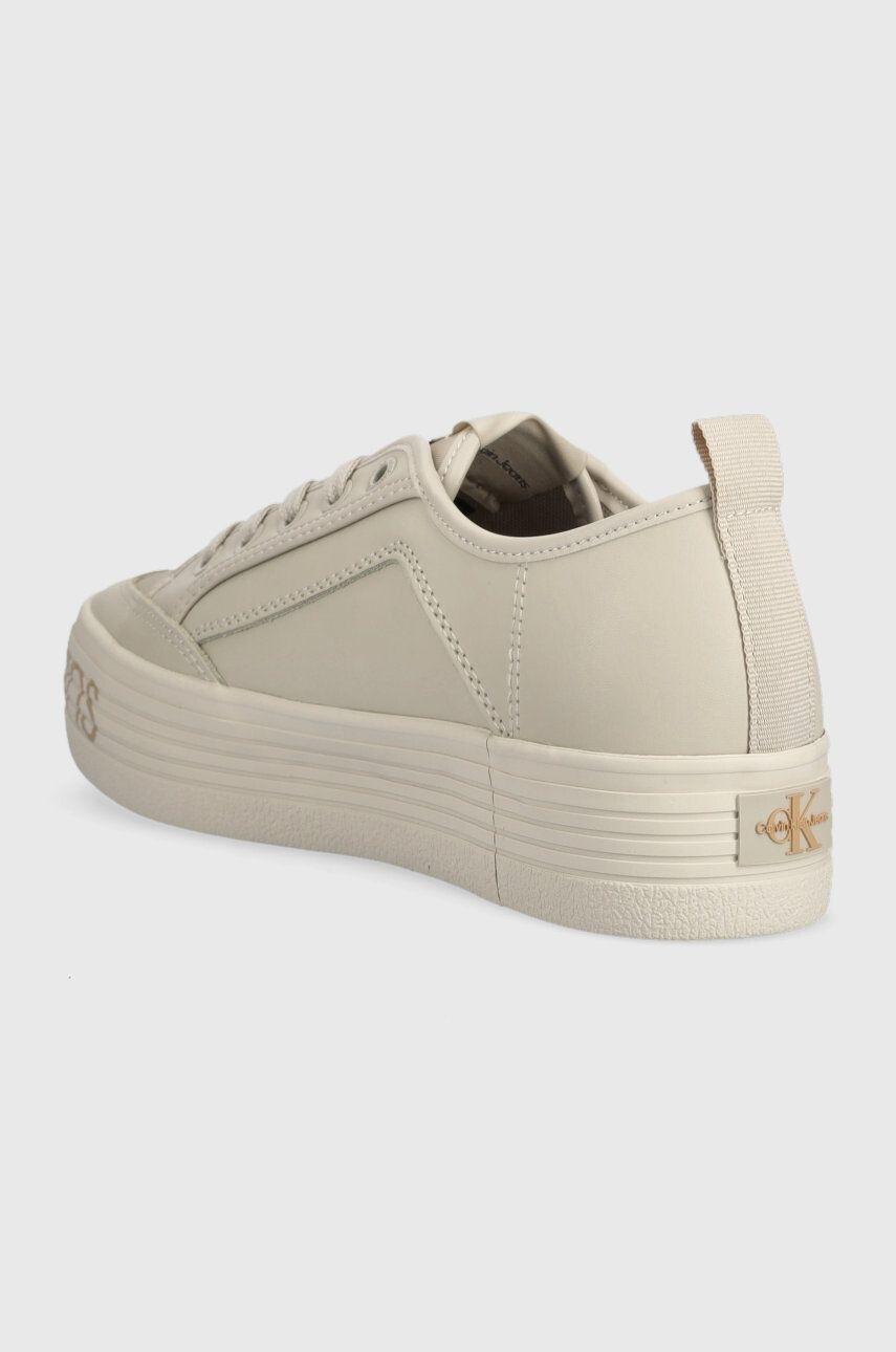 Calvin Klein Jeans Kožené sneakers boty Yw0yw01025 Vulc Flatf Low Wrap Around Logo béžová barva - Pepit.cz