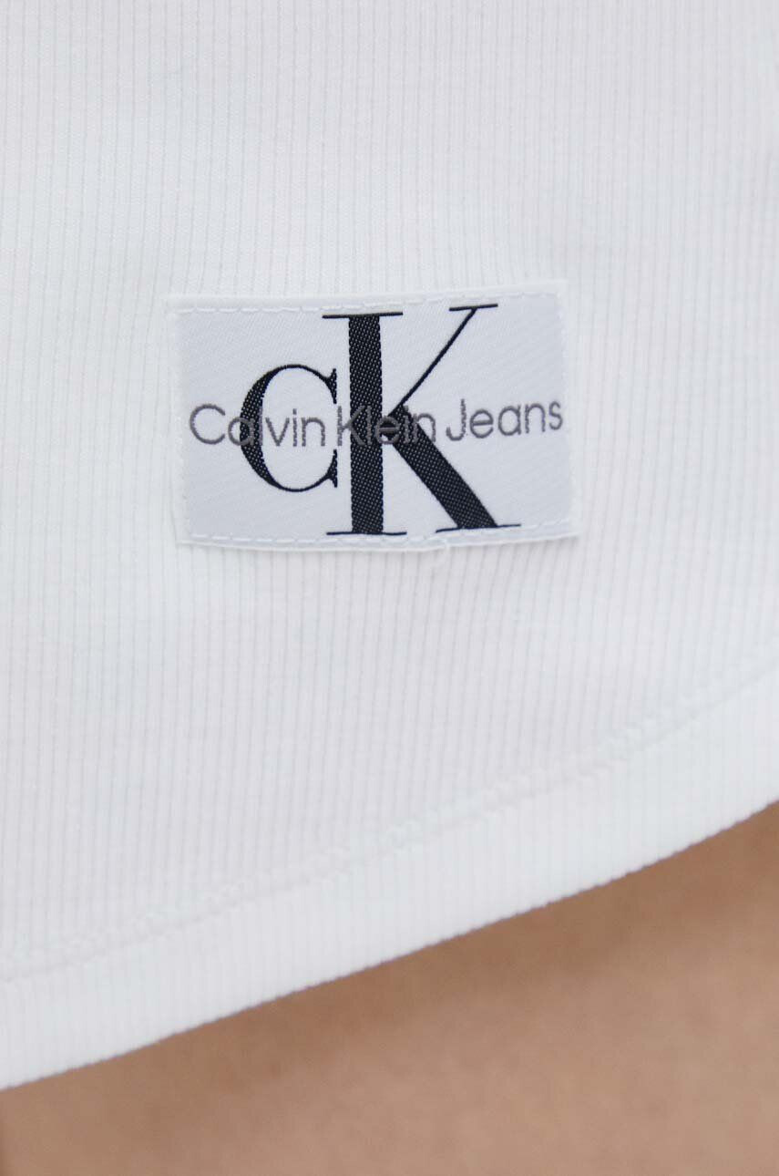 Calvin Klein Jeans Kraťasy dámské bílá barva hladké high waist - Pepit.cz