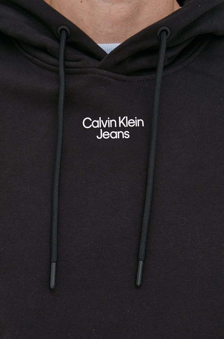 Calvin Klein Jeans Mikina pánská černá barva s potiskem - Pepit.cz