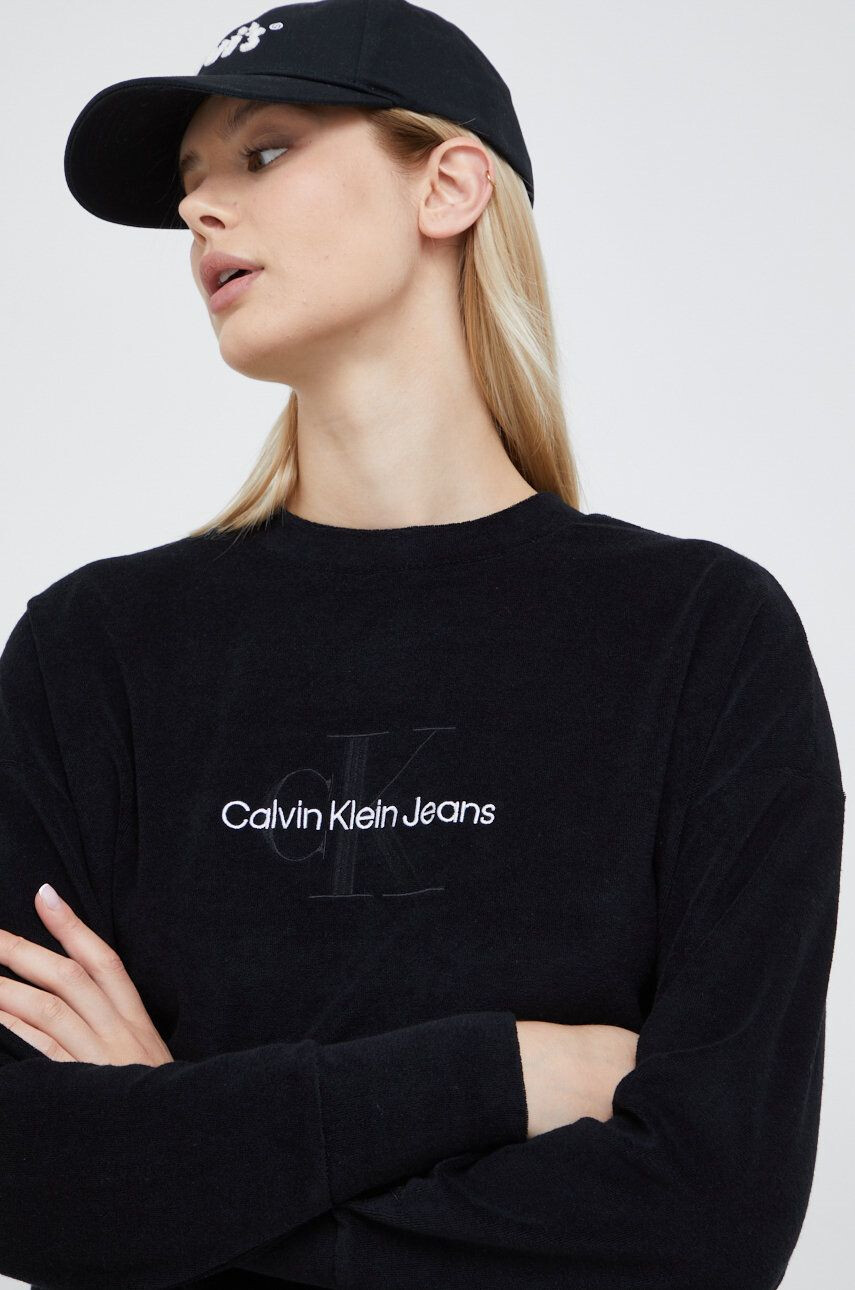 Calvin Klein Jeans Mikina dámská černá barva s aplikací - Pepit.cz