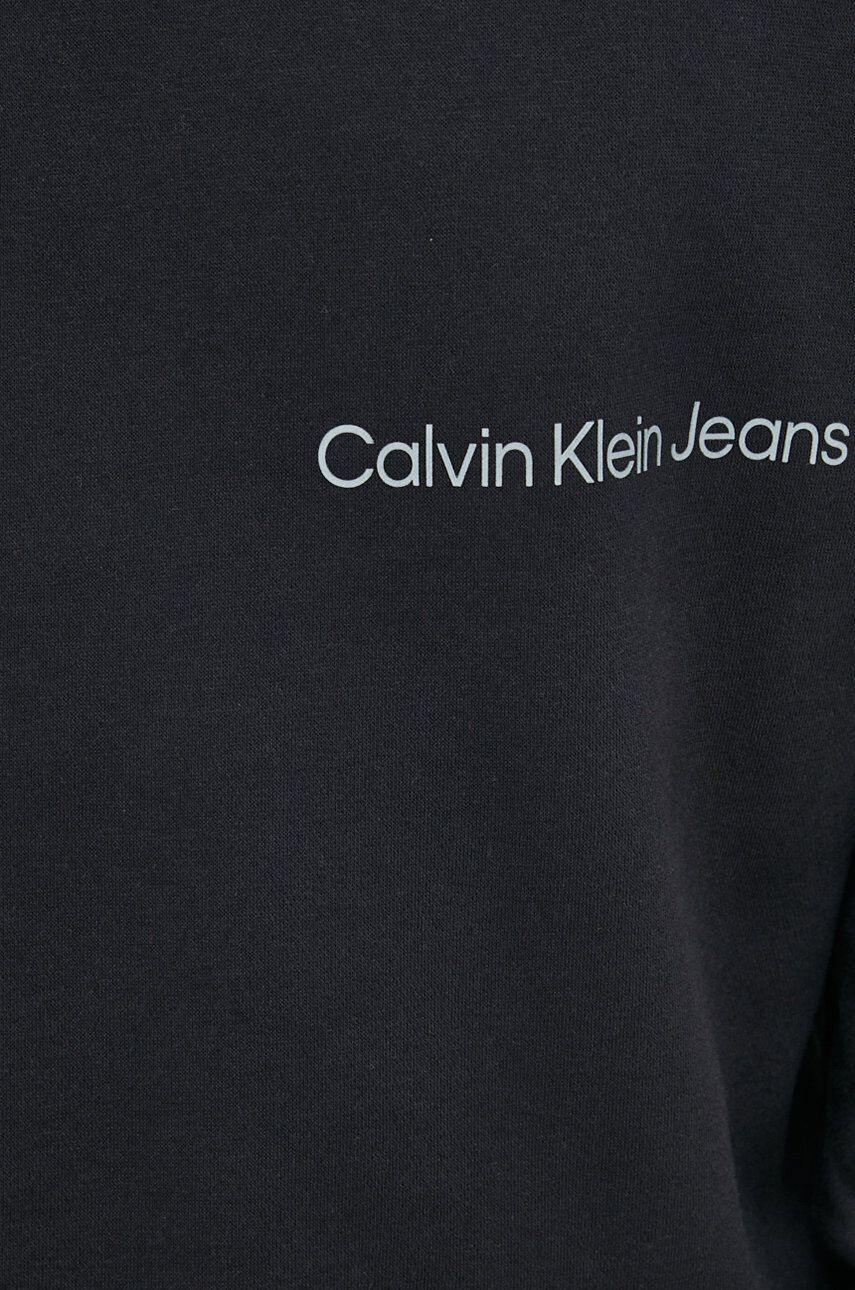 Calvin Klein Jeans Mikina pánská černá barva s kapucí s potiskem - Pepit.cz