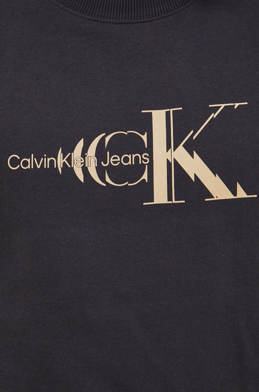 Calvin Klein Jeans Mikina pánská černá barva s potiskem - Pepit.cz