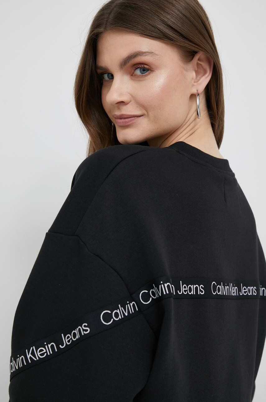 Calvin Klein Jeans Mikina dámská černá barva s aplikací - Pepit.cz