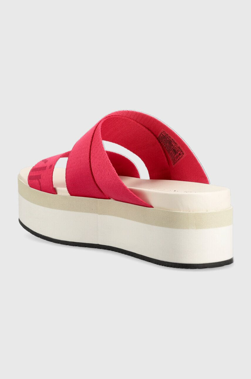 Calvin Klein Jeans Pantofle FLATFORM SANDAL WEBBING dámské béžová barva na platformě YW0YW00966 - Pepit.cz