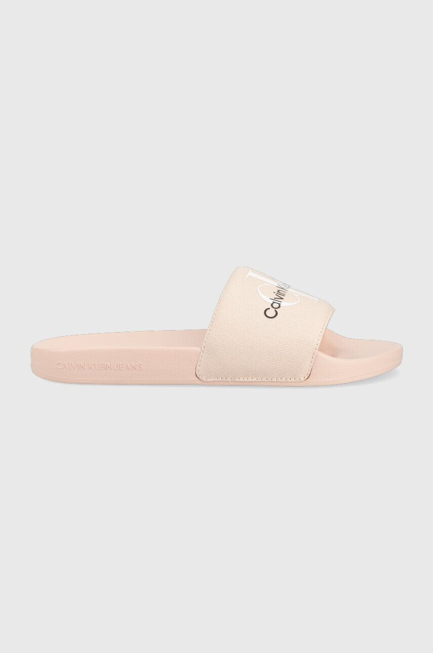 Calvin Klein Jeans Pantofle SLIDE MONOGRAM CO dámské růžová barva YW0YW00103 - Pepit.cz