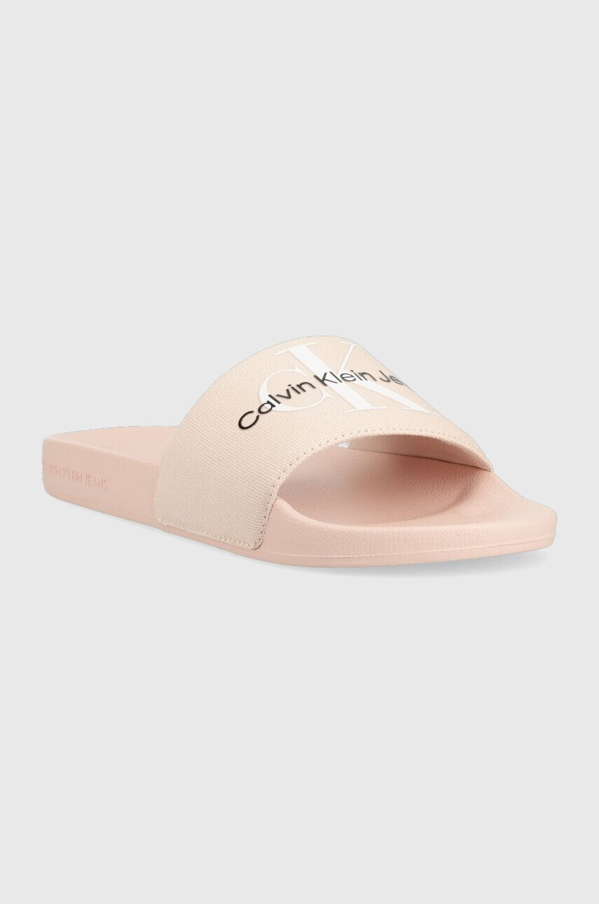 Calvin Klein Jeans Pantofle SLIDE MONOGRAM CO dámské růžová barva YW0YW00103 - Pepit.cz