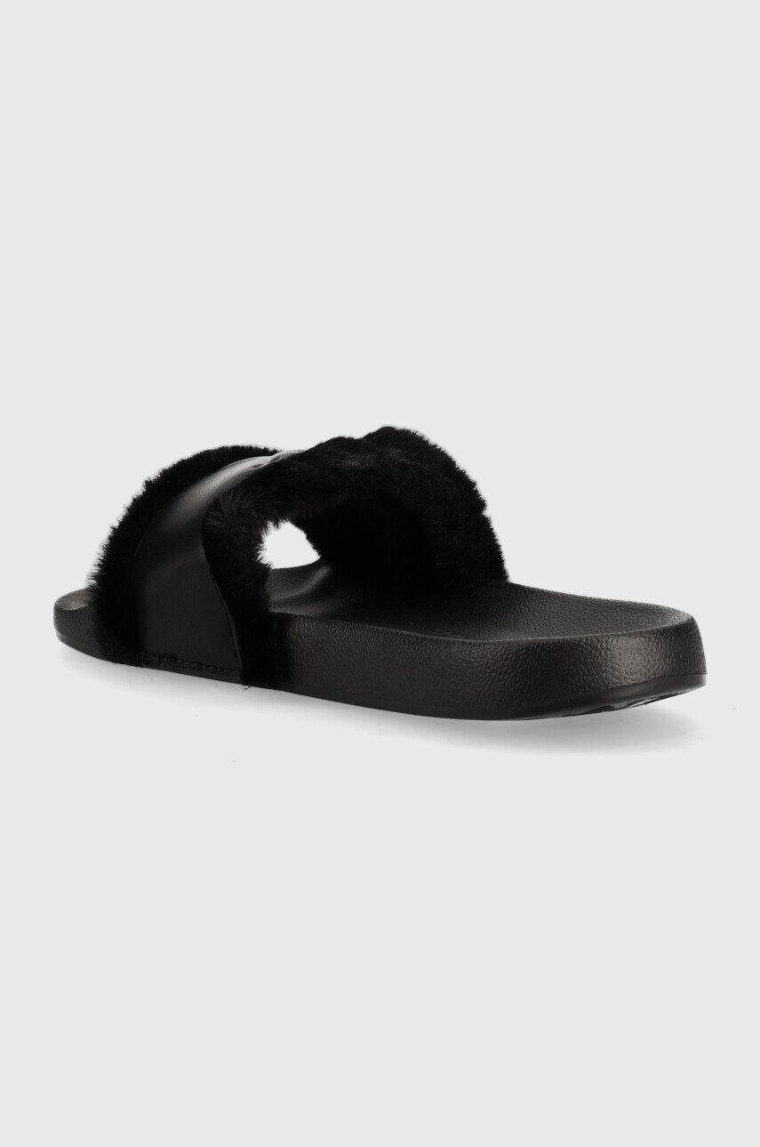 Calvin Klein Jeans Pantofle Slide W/fake Fur černá barva - Pepit.cz