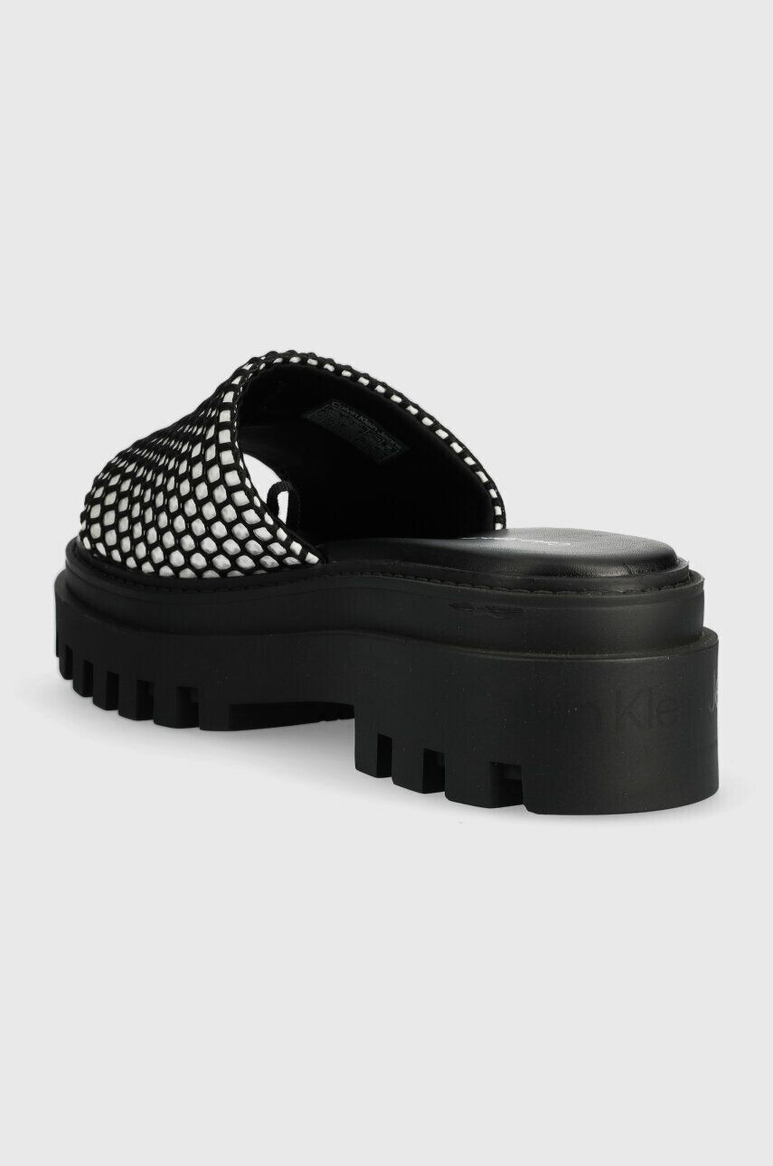 Calvin Klein Jeans Pantofle TOOTHY COMBAT SANDAL OVER MESH dámské černá barva na platformě YW0YW00950 - Pepit.cz