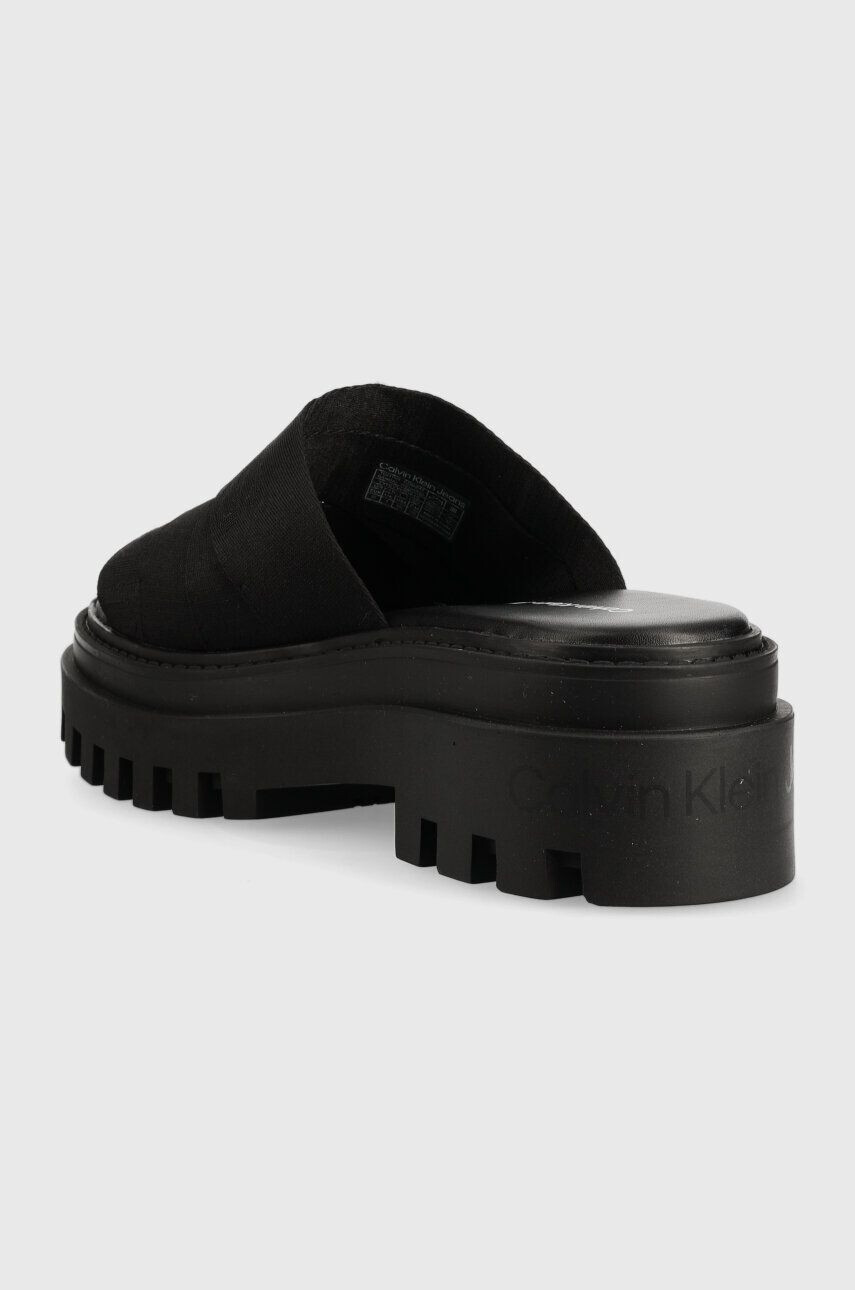 Calvin Klein Jeans Pantofle TOOTHY COMBAT SANDAL WEBBING dámské černá barva na platformě YW0YW00949 - Pepit.cz