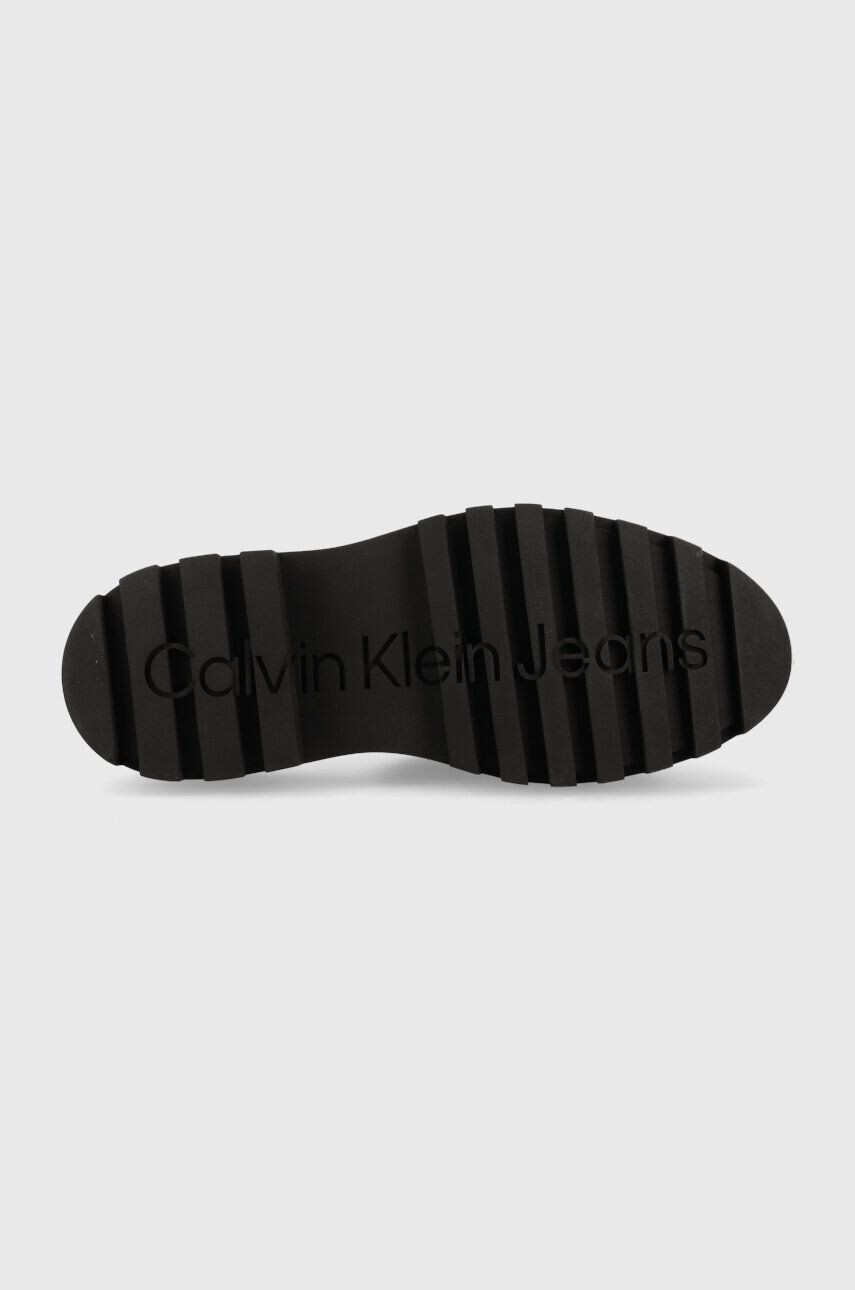 Calvin Klein Jeans Pantofle TOOTHY COMBAT SANDAL WEBBING dámské černá barva na platformě YW0YW00949 - Pepit.cz