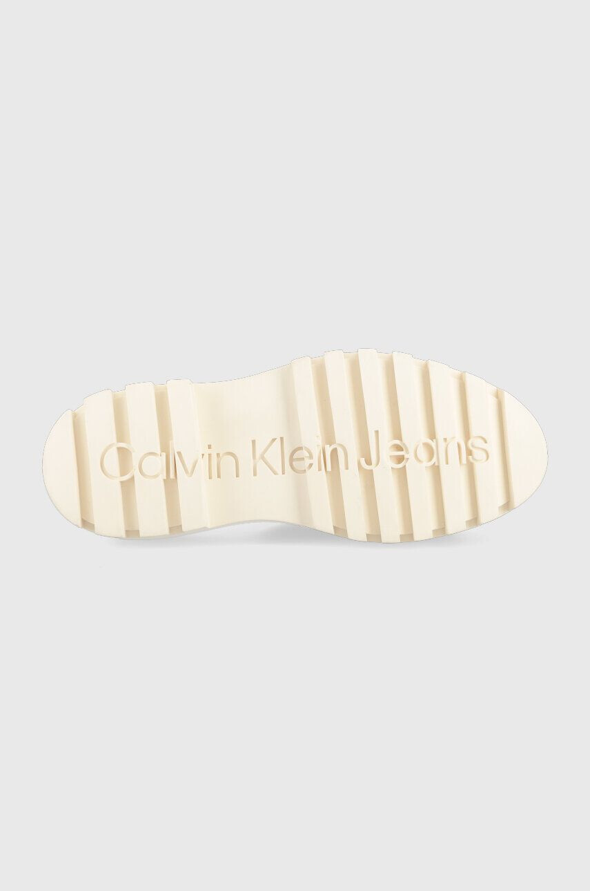 Calvin Klein Jeans Pantofle TOOTHY COMBAT SANDAL WEBBING dámské béžová barva na platformě YW0YW00949 - Pepit.cz