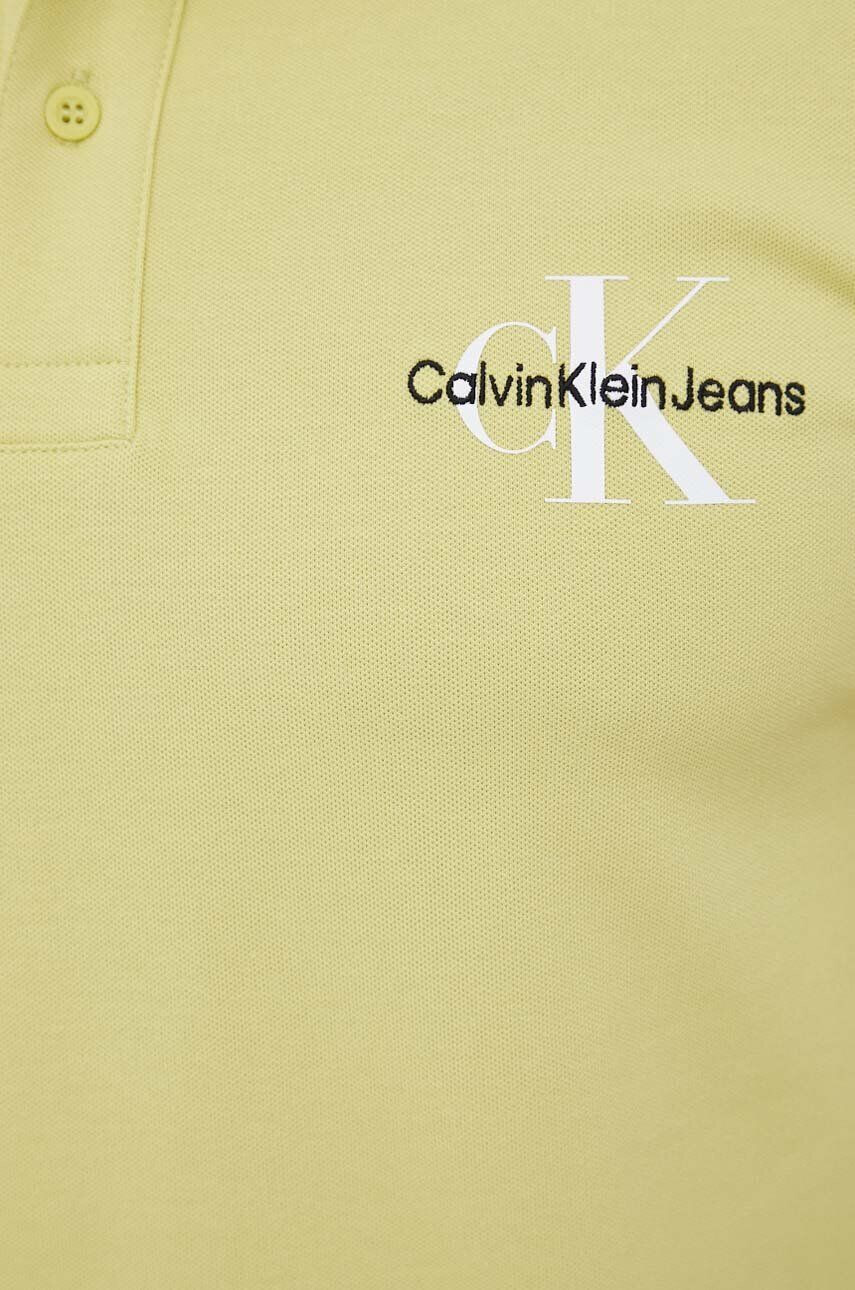 Calvin Klein Jeans Polo tričko žlutá barva s potiskem - Pepit.cz