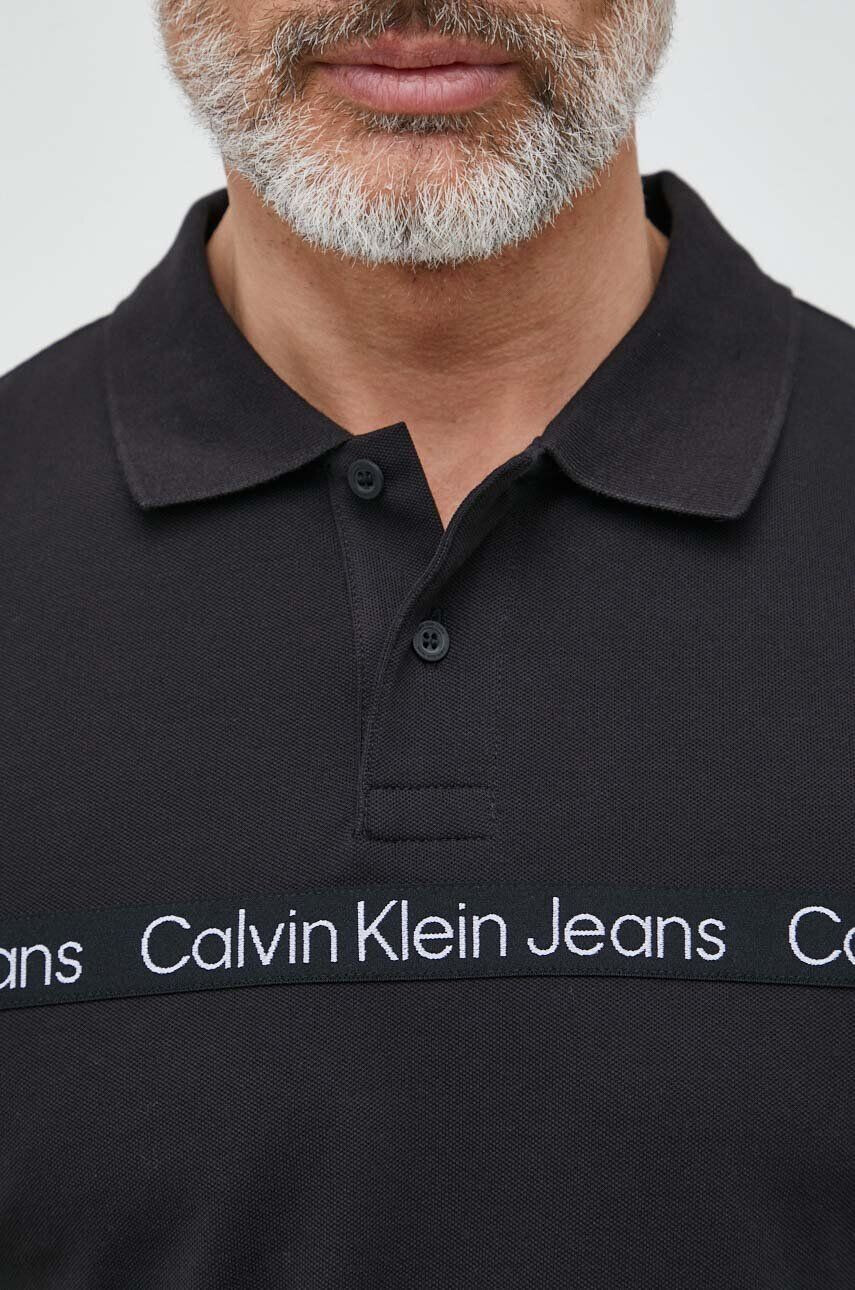 Calvin Klein Jeans Polo tričko černá barva s aplikací - Pepit.cz