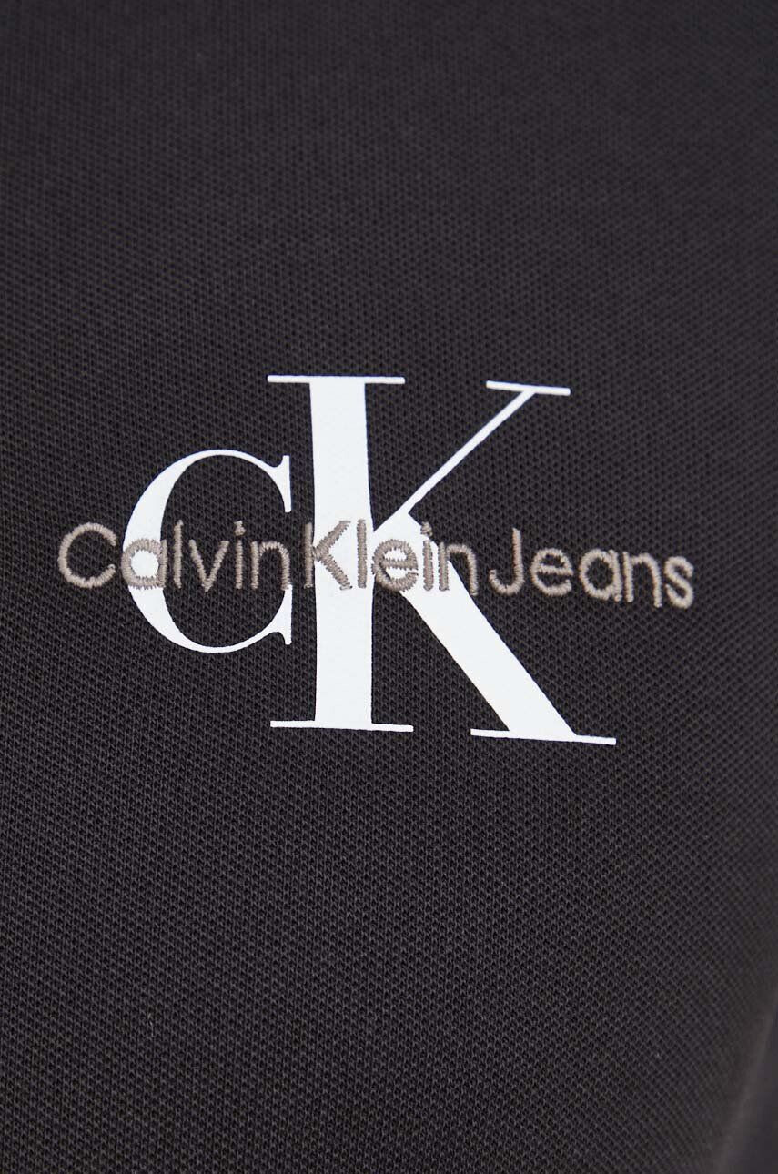 Calvin Klein Jeans Polo tričko černá barva s potiskem - Pepit.cz