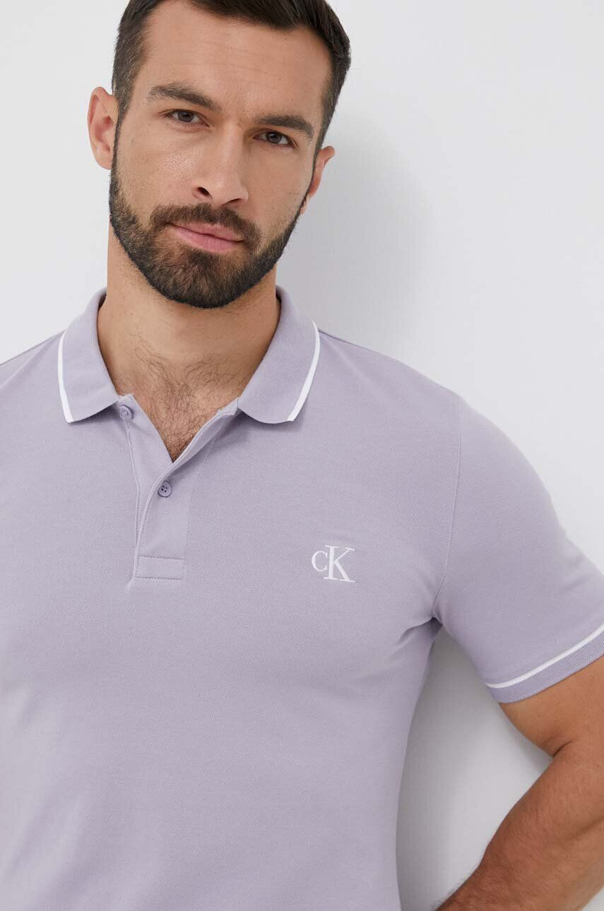 Calvin Klein Jeans Polo tričko fialová barva - Pepit.cz