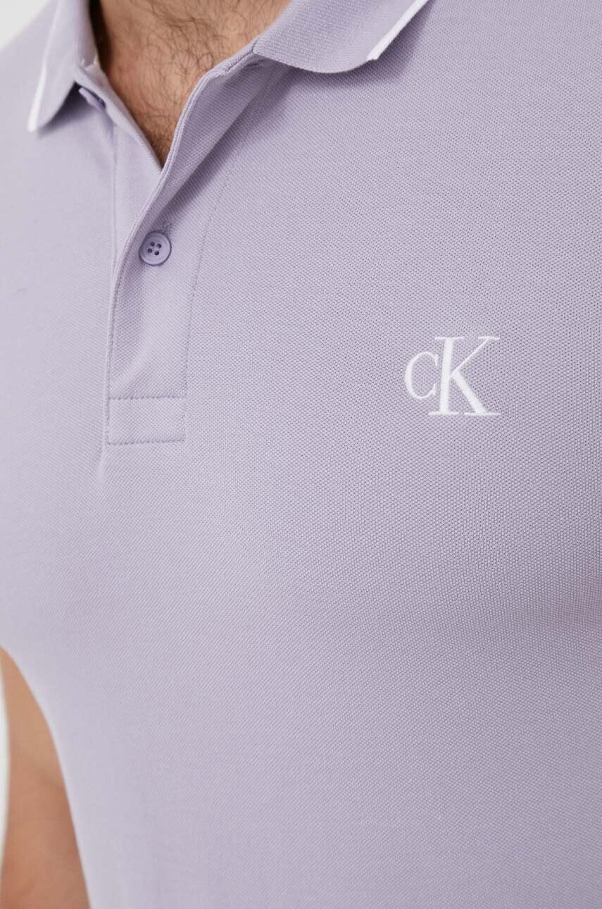 Calvin Klein Jeans Polo tričko fialová barva - Pepit.cz