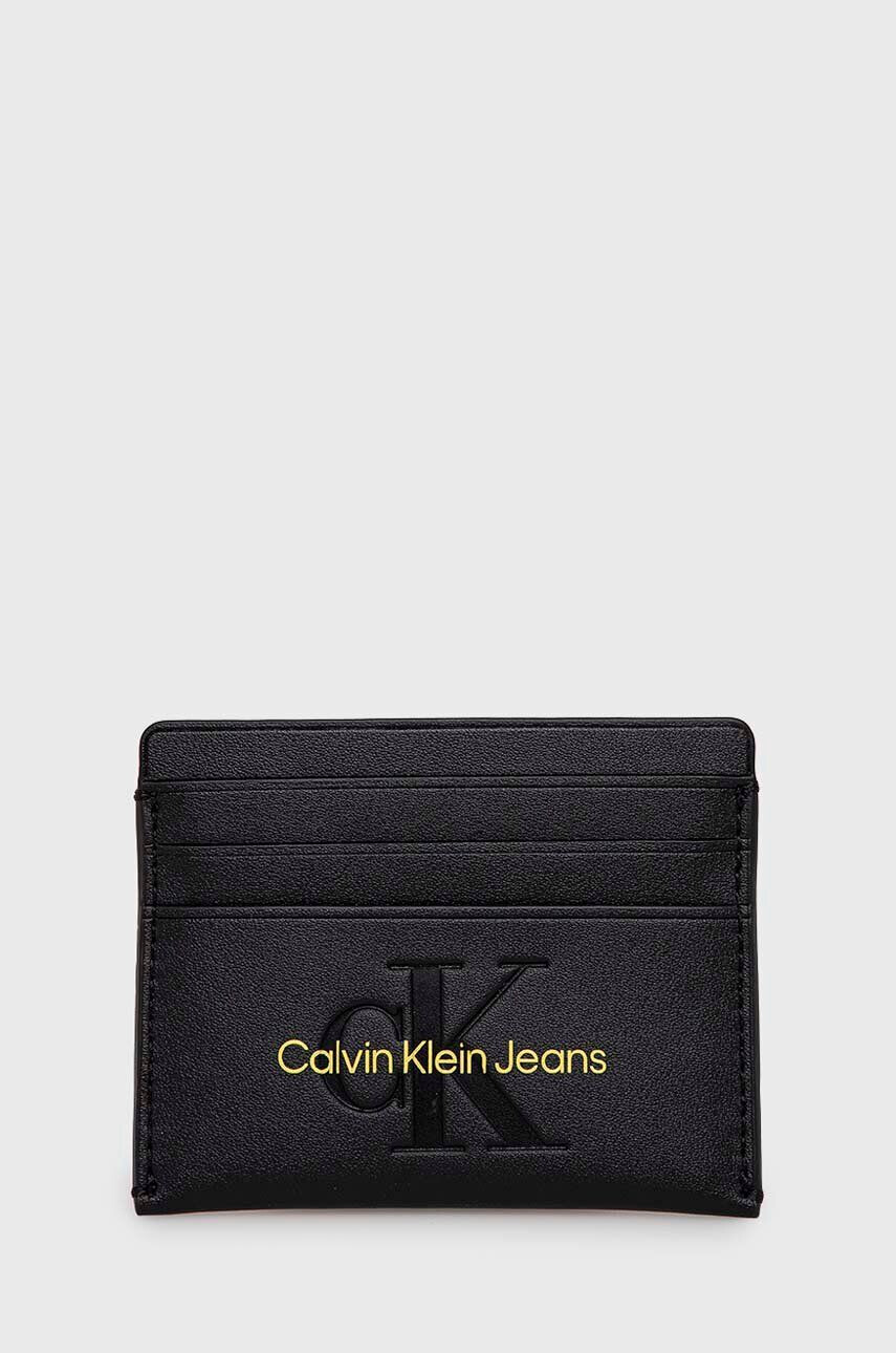 Calvin Klein Jeans Pouzdro na karty černá barva - Pepit.cz