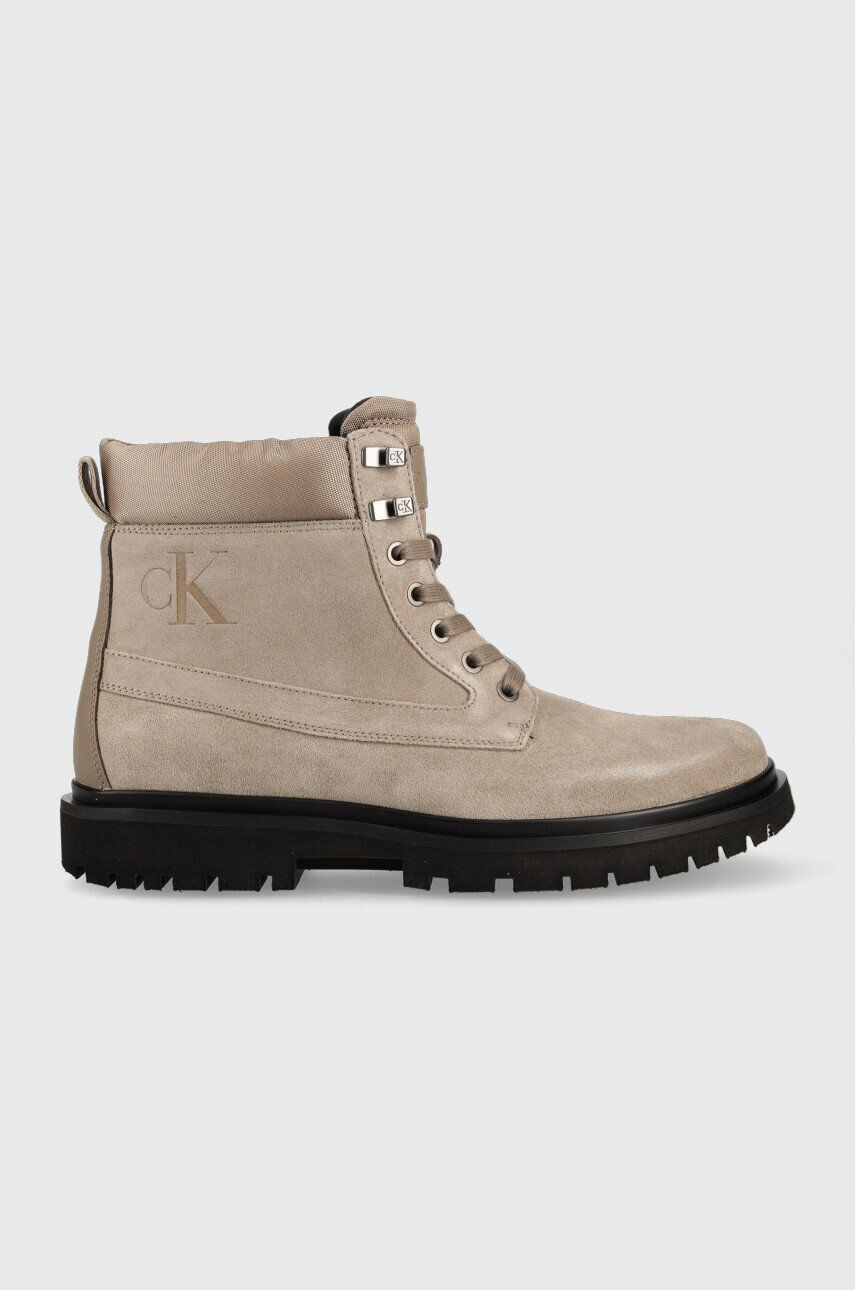 Calvin Klein Jeans Semišové boty Lug Mid Laceup Boot Hike pánské hnědá barva - Pepit.cz