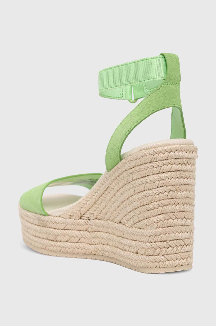 Calvin Klein Jeans Semišové sandály WEDGE SANDAL SU CON dámské zelená barva na platformě YW0YW01026 - Pepit.cz