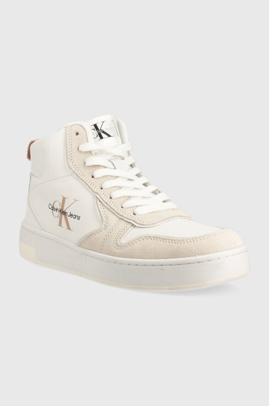 Calvin Klein Jeans Sneakers boty BASKET CUPSOLE MID IRREG LINE WN bílá barva YW0YW00921 - Pepit.cz