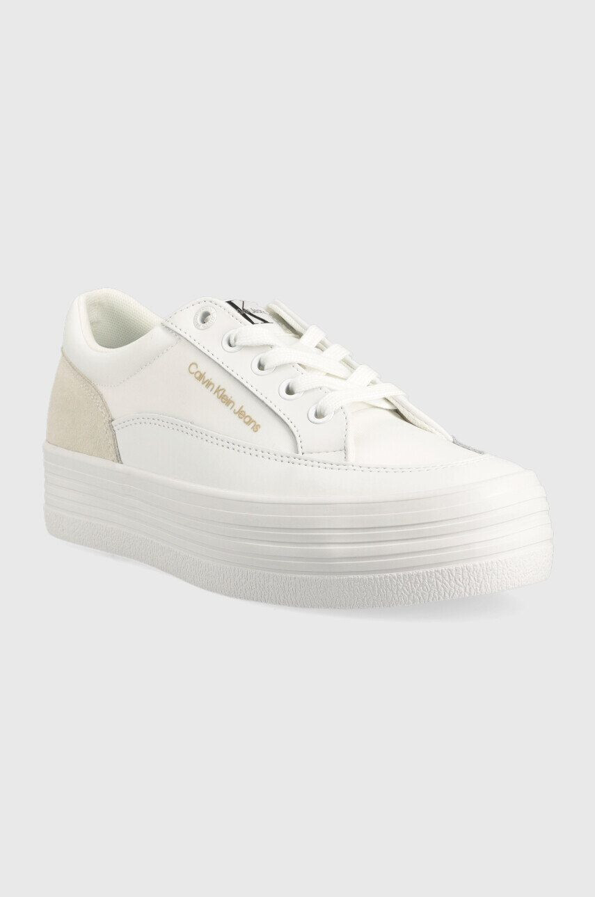 Calvin Klein Jeans Sneakers boty Yw0yw00864 Vulc Flatf Low Cut Mix Material bílá barva - Pepit.cz