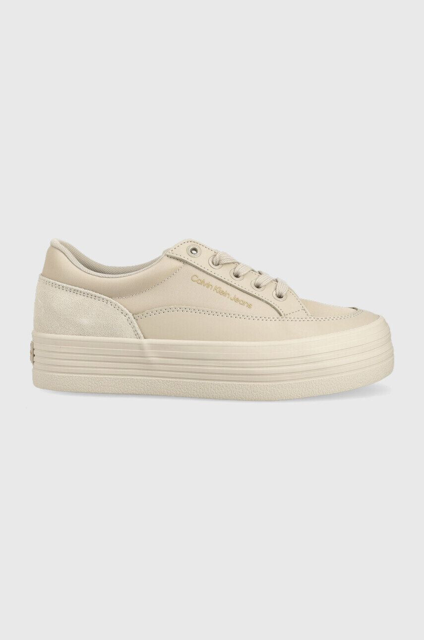 Calvin Klein Jeans Sneakers boty Yw0yw00864 Vulc Flatf Low Cut Mix Material béžová barva - Pepit.cz