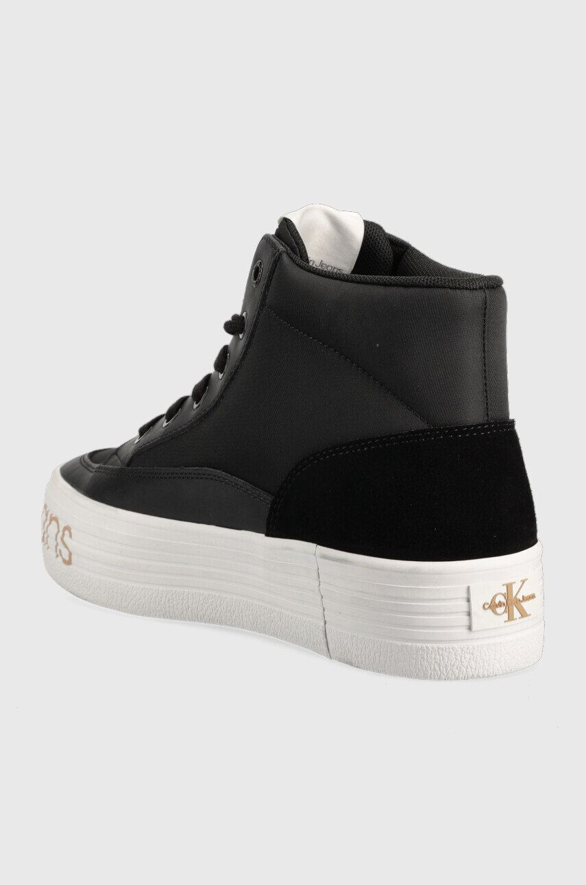 Calvin Klein Jeans Sneakers boty Yw0yw00865 Vulc Flatf Mid Wrap Around Logo černá barva - Pepit.cz